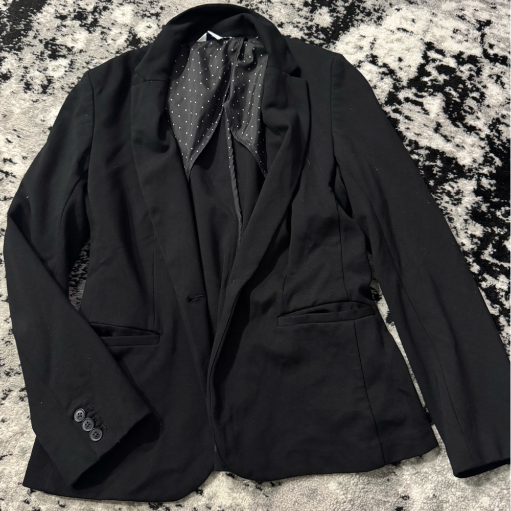 Old Navy Women's Classic Black Blazer with Polka Dot Lining